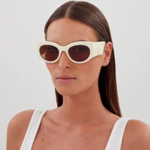 NEW GG1544S 004 53 GUCCI IVORY ROUND WRAP SUNGLASSES GUCCI - Picture 2 of 3